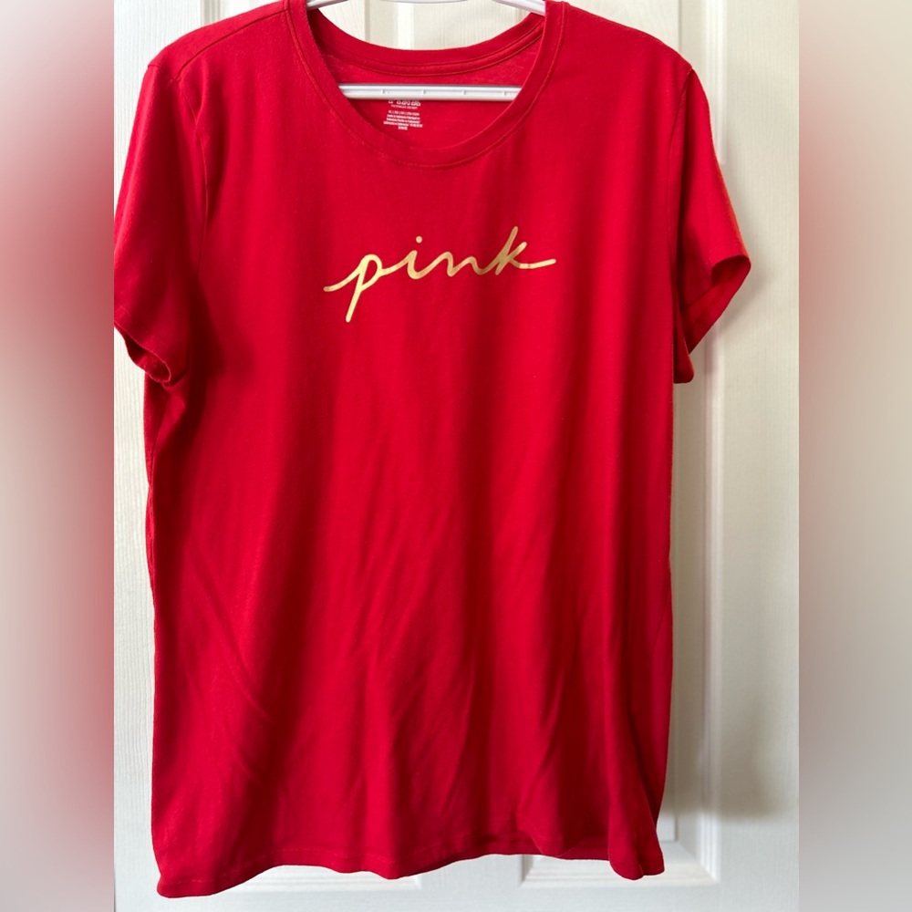 PINK by Victoria Secret. Red with Gold Script Logo. Size xl